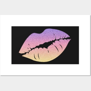 Pastel Sunset Ombre Faux Glitter Lips Posters and Art